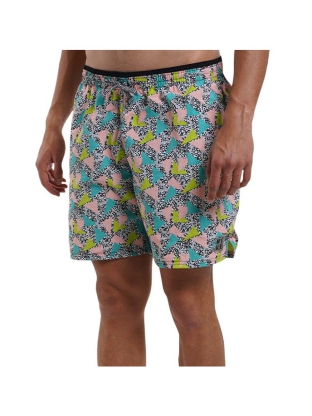 Nike Swim Black Multi 7" Volley Shorts Trunks NESSC459-001 Men L New without Tag